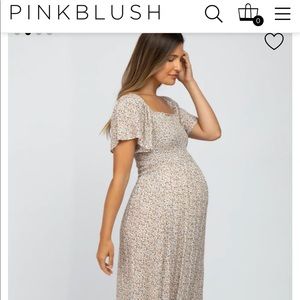 Pinkblush Smocked Ivory Floral Maternity Dress
